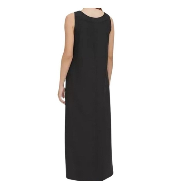 DKNY Linen Blend Sleeveless V-Neck Maxi Dress Black Womens Size L NWT - Picture 6 of 10